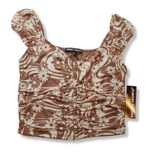 Almost Famous Floral Print Ruched Crop Top Size L